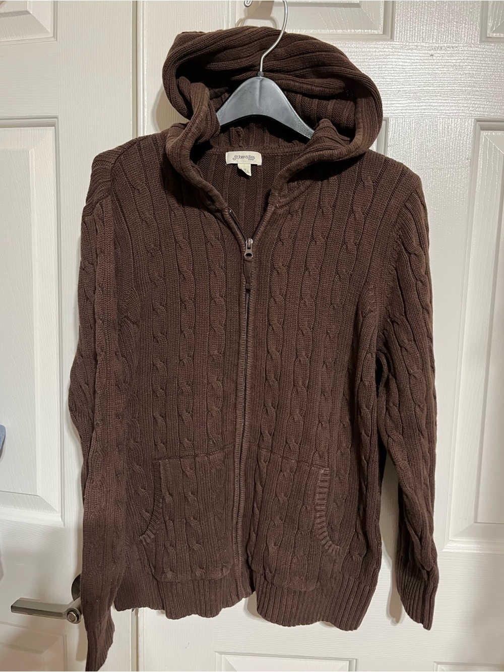 St. John's Bay Brown Cable-Knit Hooded Zip Sweater w/ Pockets
15-03